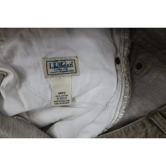 Vintage LL Bean Mens 34x30 Faded Stonewash Wide Leg Denim Jeans Beige Cotton